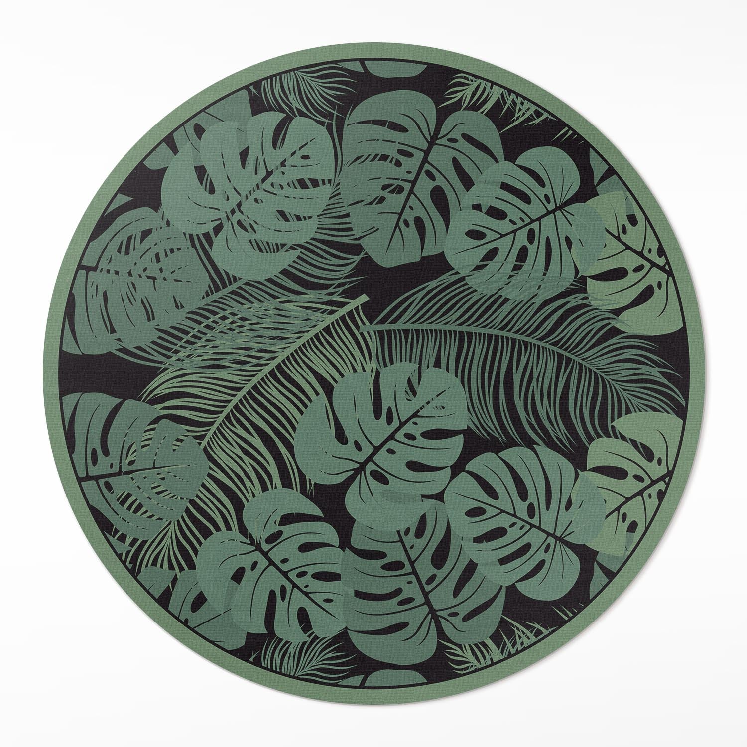 Chodnik winylowy do kuchni okrągły, tropikalne liście monstera 110x110 cmArtPrintCave