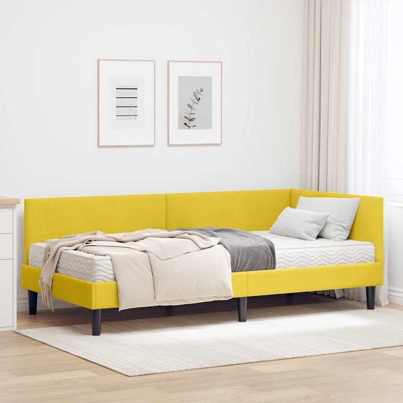 Rama Łóżka Narożnego z Materacem Inny 2 pcs Żółty Aksamit vidaXL