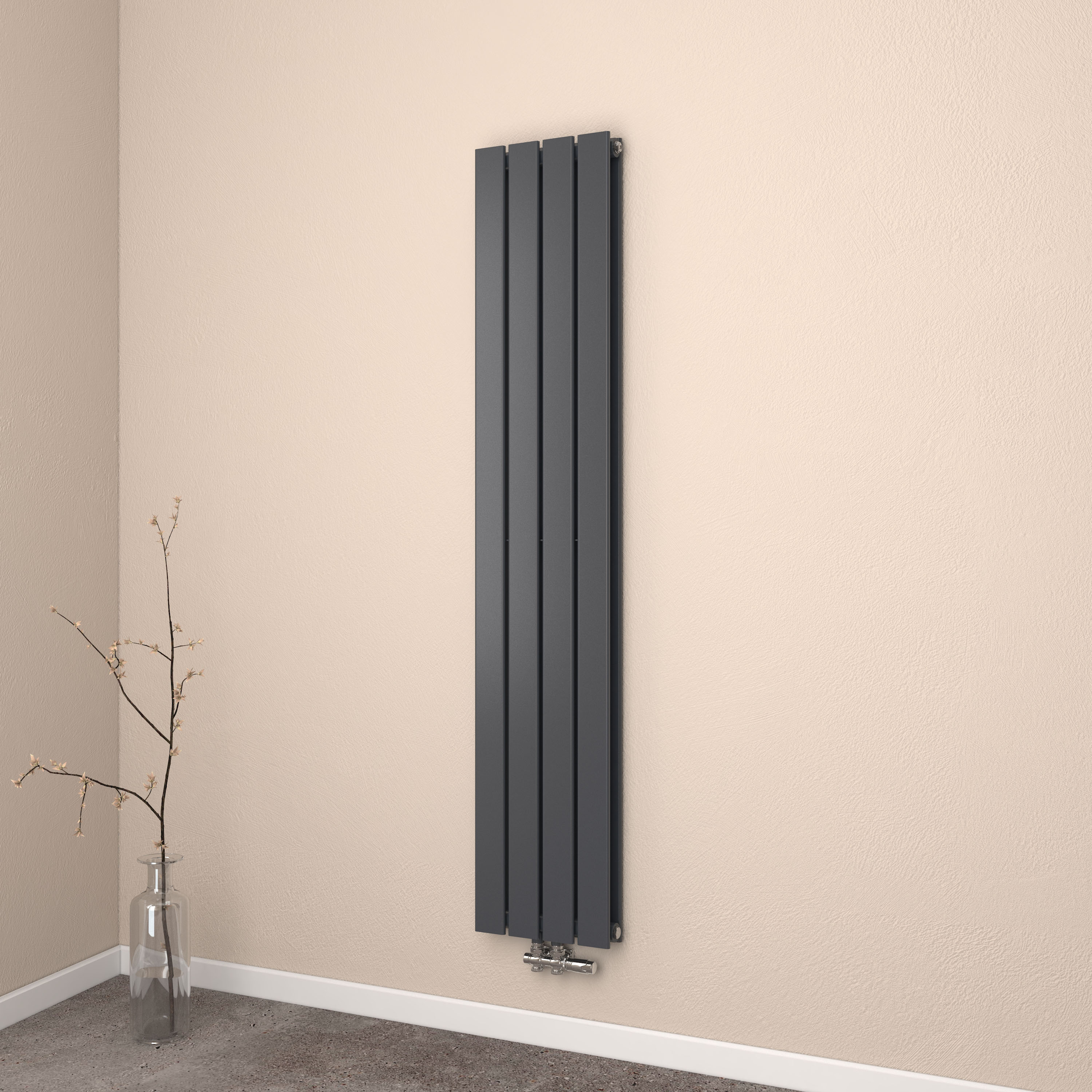 EMKE Grzejnik stalowy 160 x 30 cm 889 W - Dwupłytowy - Podłączenie środkowe - Czarny mat