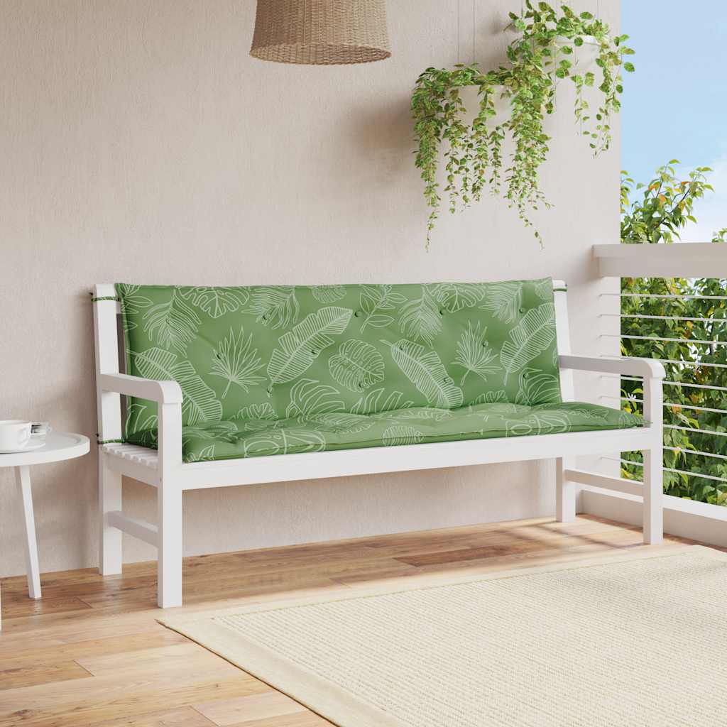Poduszki na ławki ogrodowe, 2 szt., wzór w liście, 150x50x7 cm vidaXL