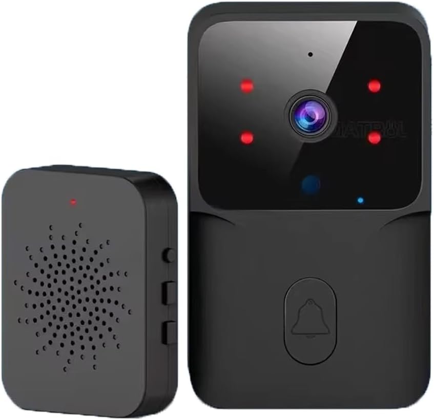Inteligentny wideodomofon Wi-Fi z noktowizorem, wodoodporny, dwukierunkowe audio, udostępnianie w domu i zmieniacz głosu (czarny)