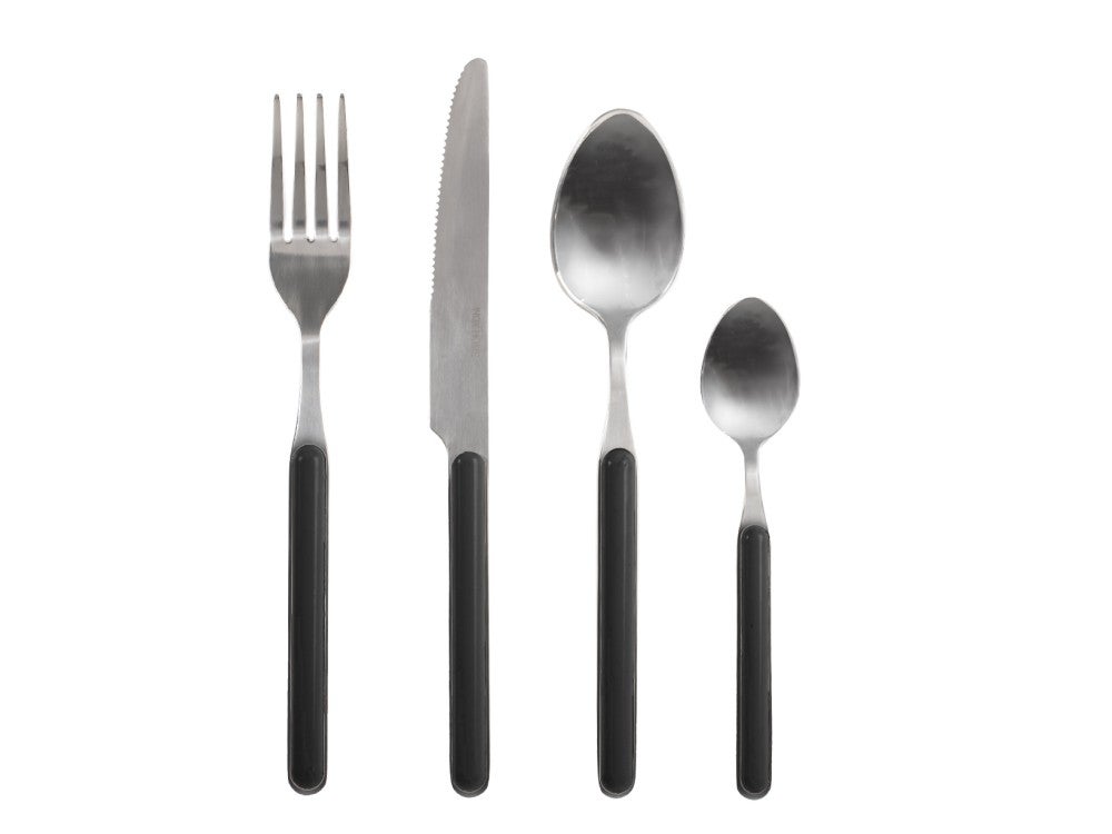 Conjunto de talheres HOME Domo de 24 peÃ§as em aÃ§o inoxidÃ¡vel com cabo de plÃ¡stico preto