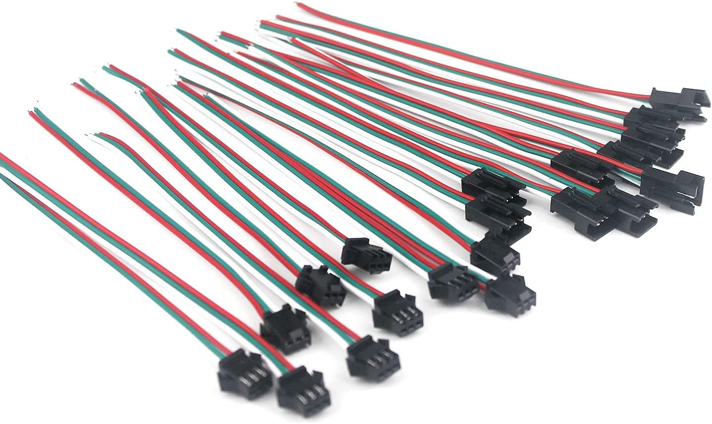 10 par wtyczek JST SM 3PIN z wtykiem męskim na żeński, adapter złącza kablowego EL do taśmy LED WS2812B WS2811 WS2812 SK6812 15 cm (do użytku w