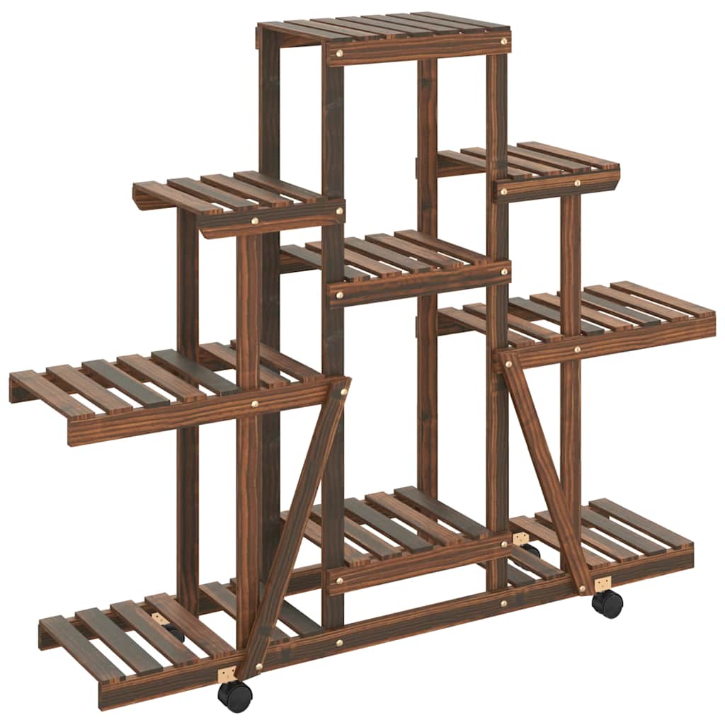 Kwietnik Drewniany na Kółkach 101 cm Opalany Brąz 110x25x101 cm na Balkon