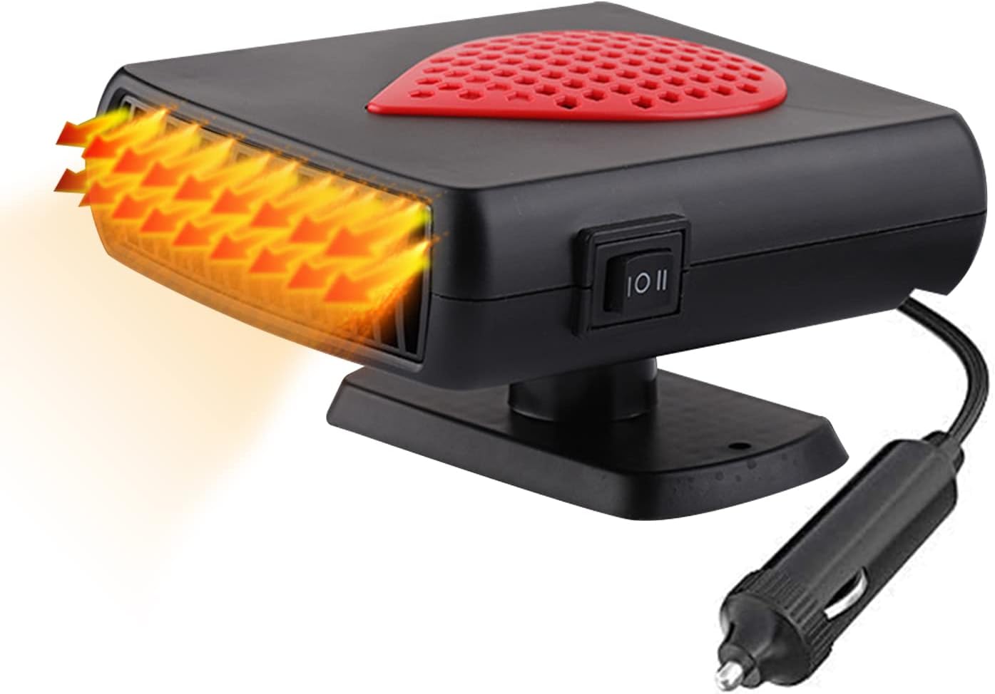 Ogrzewacz samochodowy 12 V 150 W, przenośny ogrzewacz samochodowy, odmrażacz i odmgławiacz szyb samochodowych, obrotowy ogrzewacz samochodowy z wtycz