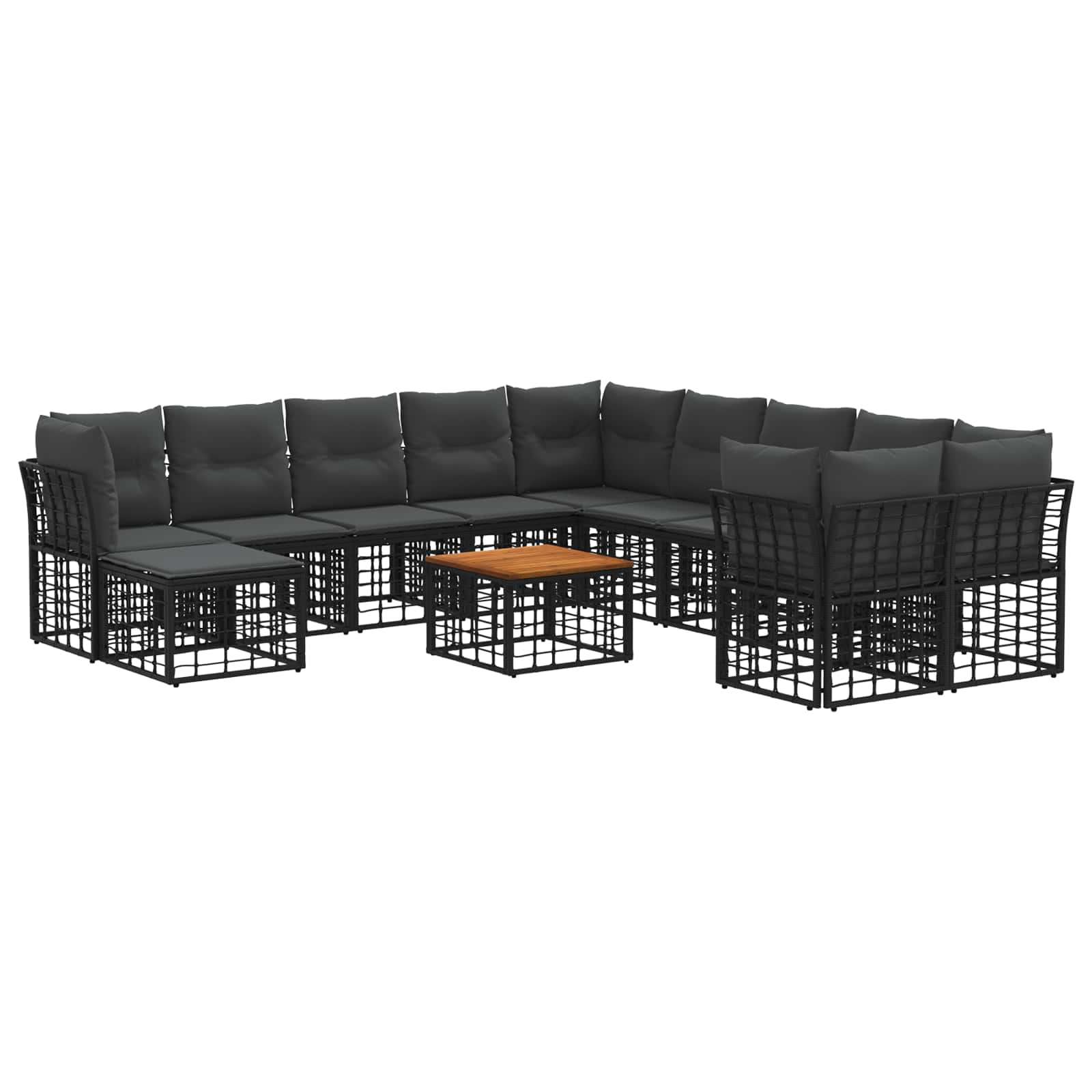 Zestaw sof na zewnątrz 12 pcs Czarny i Ciemnoszary Poliester vidaXL