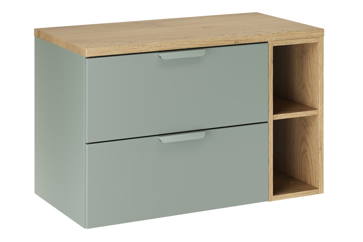 Szafka pod umywalkę nablatową ASTER GREEN 60cm zielony mat - zestaw 80cm z blatem i regałem 20cm COMAD 1 szt.