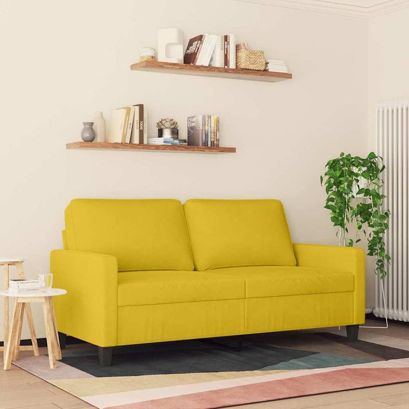 Sofa 2-osobowa, żółta, 140 cm, tapicerowana aksamitem