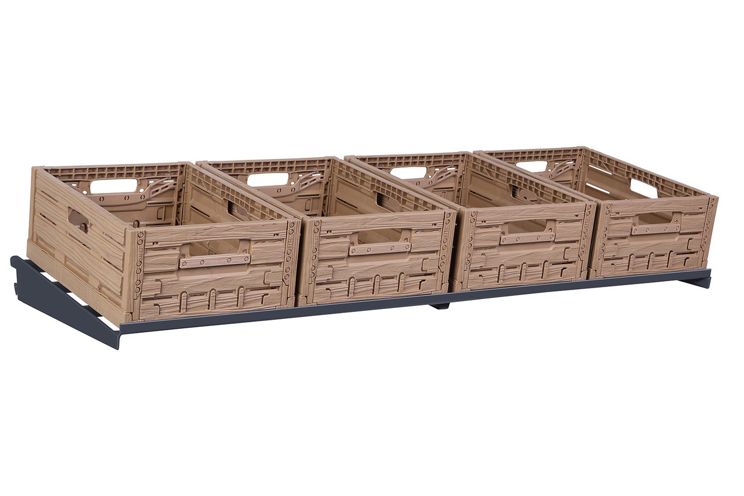 Półka do regału sklepowego na skrzynki warzywne 40x125 ciemny szary + 4szt skrzynki składane 40x30x16cm KTD