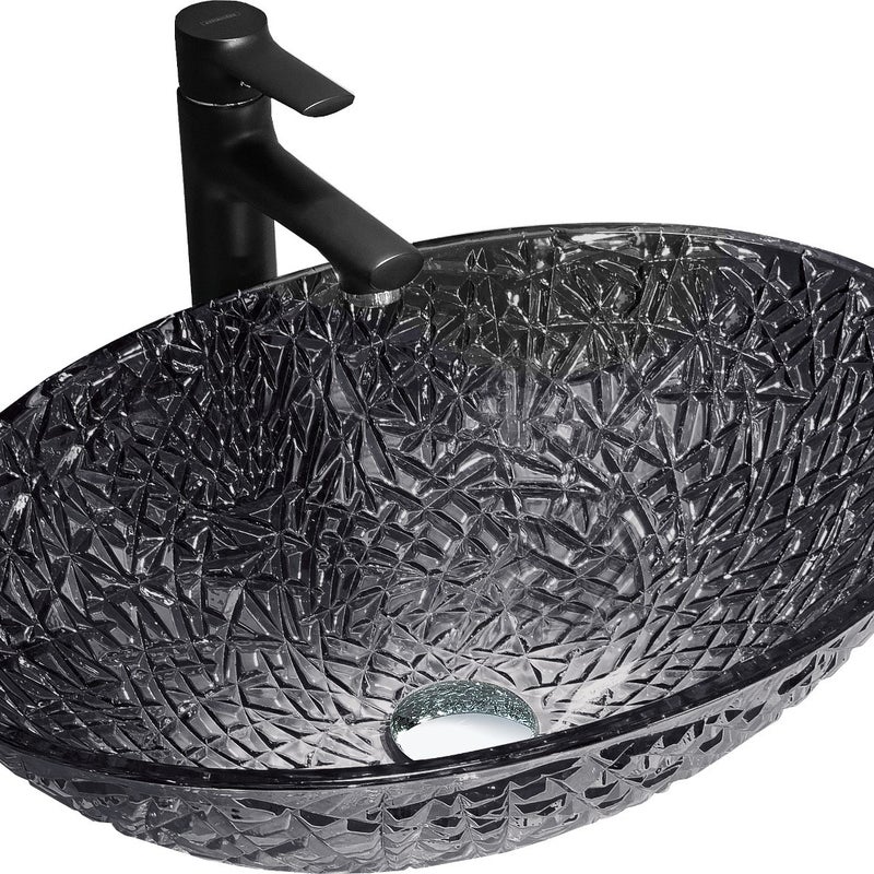 Mexen Goa szklana umywalka nablatowa 50 x 36 cm, czarna - 24085070