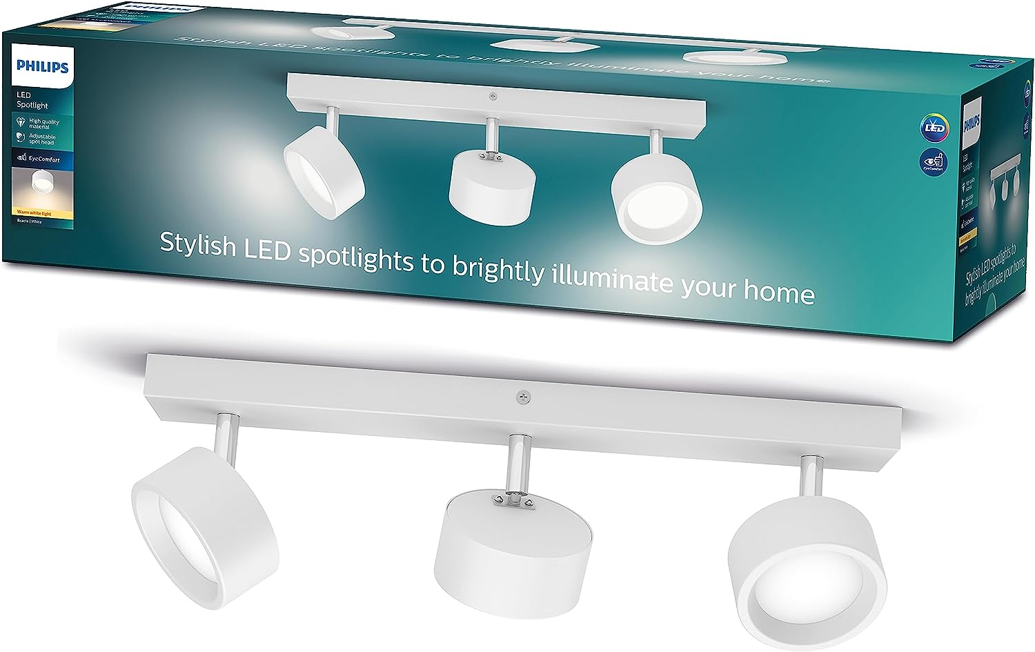 Lampa Sufitowa Reflektor LED 16.5 W 1650 lm 2700K Ciepła biel Biała Bracia Philips