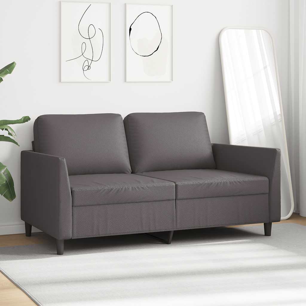 2-osobowa sofa, szary, 140 cm, sztuczna skóra