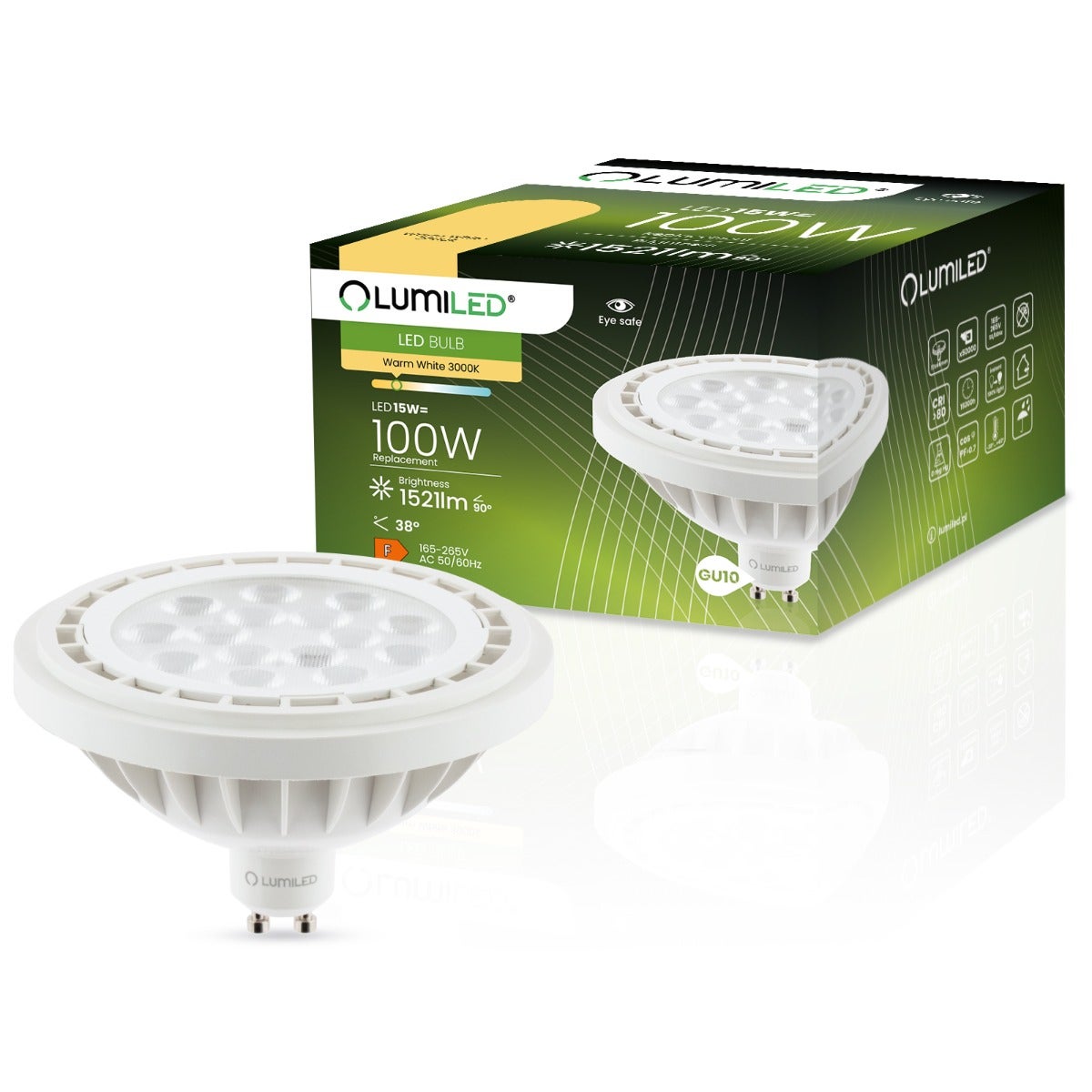 Żarówka LED Lumiled GU10 Reflektor ES111 15W 1521lm 3000K Ciepła biel 38st 1 szt.