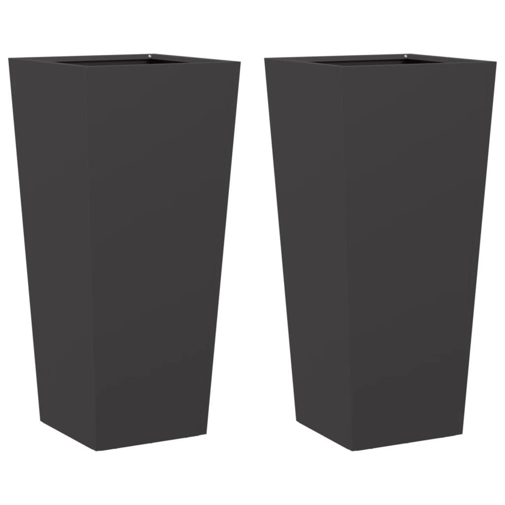 2x Donica Ogrodowa Metalowa Czarna z Dnem na Taras