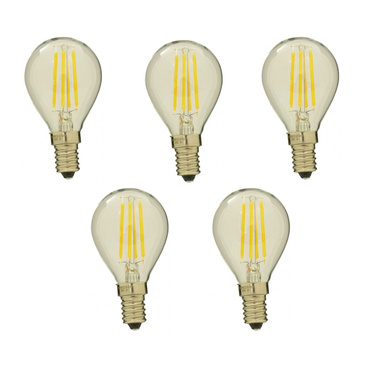 Opakowanie x5 żarówek z żarnikiem Led G45 4W gwint E14 ciepła biel 2700K