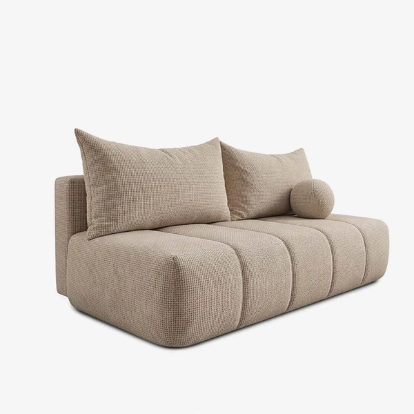 Sofa Rozkładana Kanapa z Funkcją Spania Dwuosobowa Do Salonu Beżowy SARIA