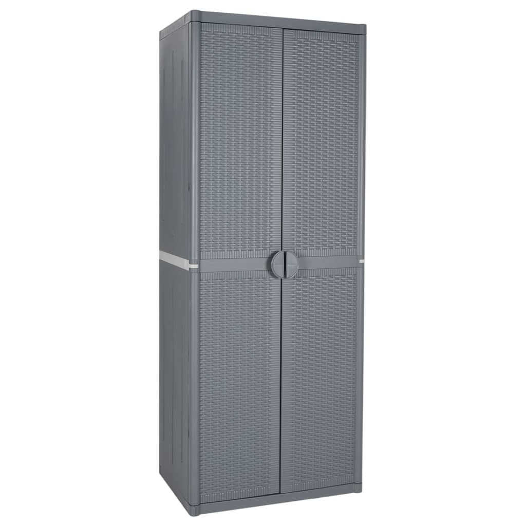 Szafa ogrodowa, szara, 65x45x172 cm, rattan PP vidaXL
