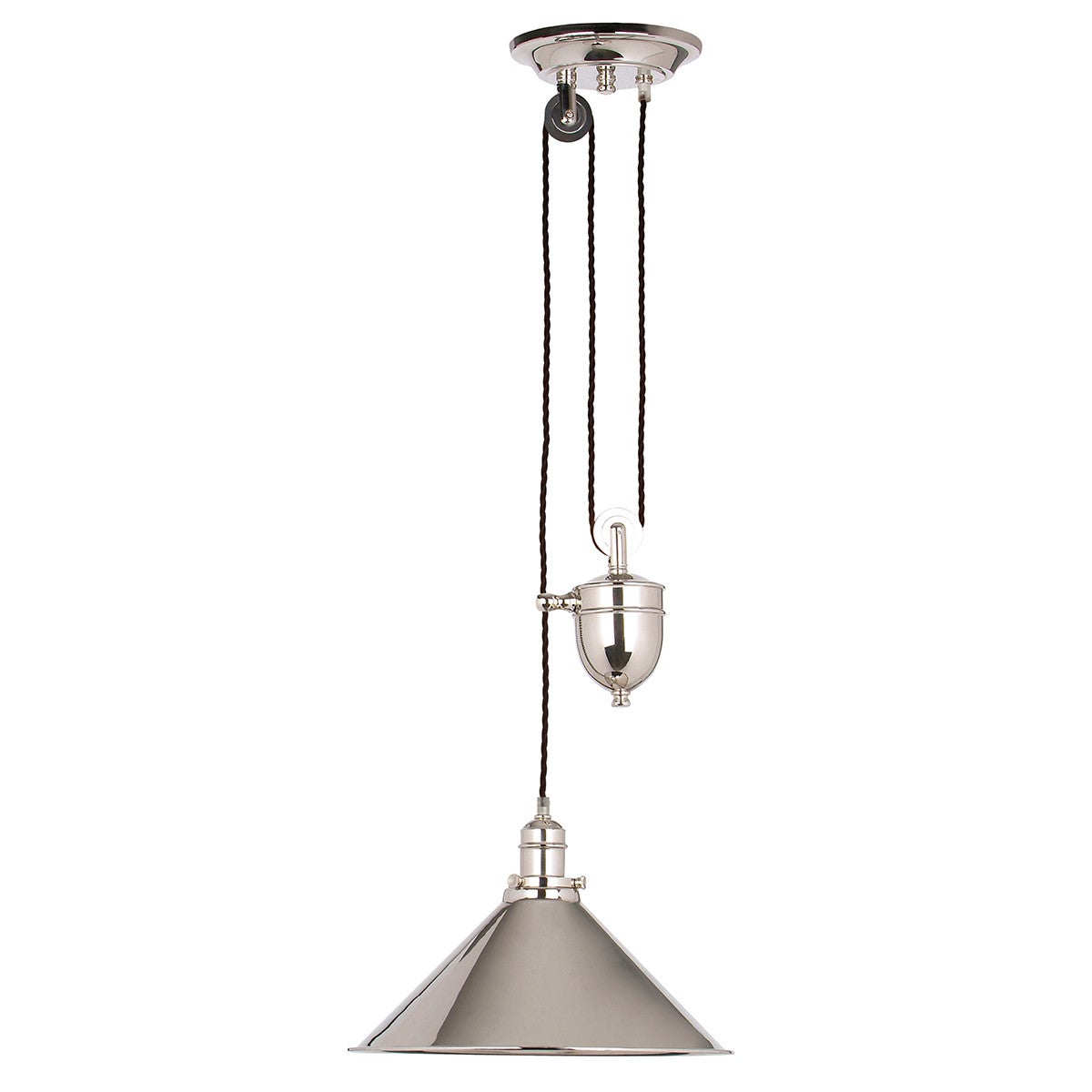 Lampa wisząca industrialna polerowany nikiel z regulacją długości Provence Elstead