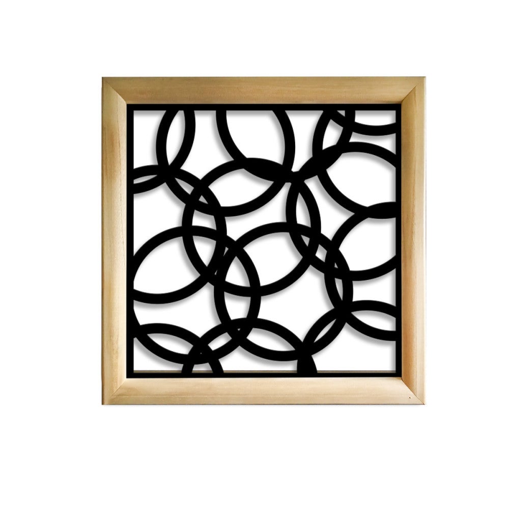 SMALL CIRCLES - Kwadratowe moduły dekoracyjne z drewna i PVC - Rozmiar 73x73 cm - Grubość 64 mm - Kolor wewnętrzny CZARNY