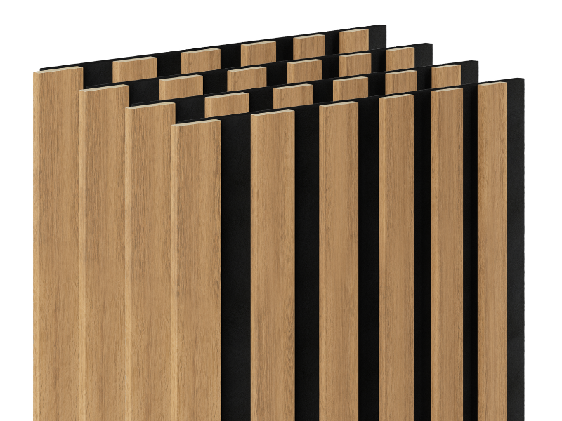 Lamele ścienne na czarnym filcu 6L Marbet Design WOODLINE SLIM 270x30 cm Dąb jasny 4 szt.