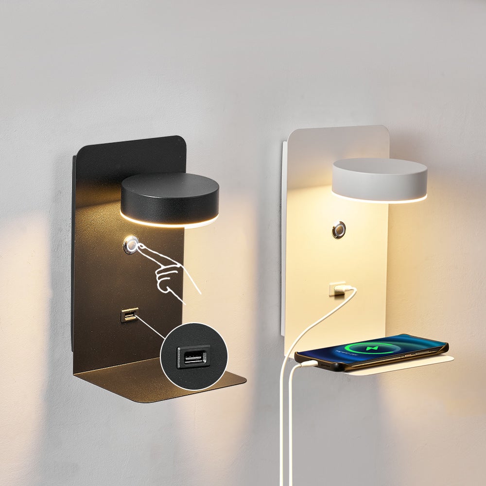 Nowoczesna Lampa Ścienna LED – Ładowana przez USB, Obracana do Półek, Regulowana Ciepła Biała, do Czytania