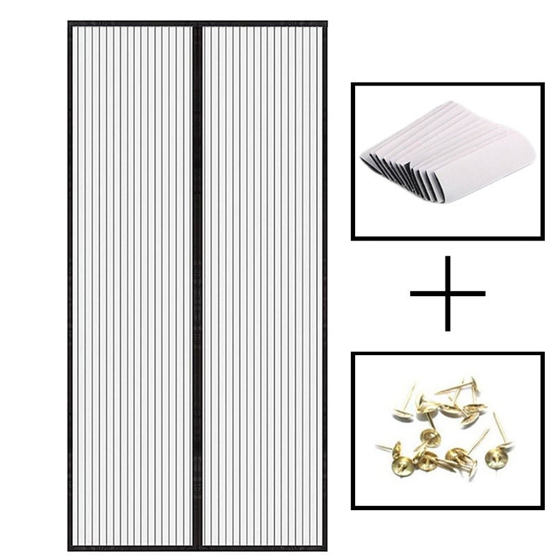 Czarna magnetyczna moskitiera na drzwi, moskitiera na okno, 100x210cm, automatyczne zamykanie, moskitiera, odpowiednia na balkon i do sypialni