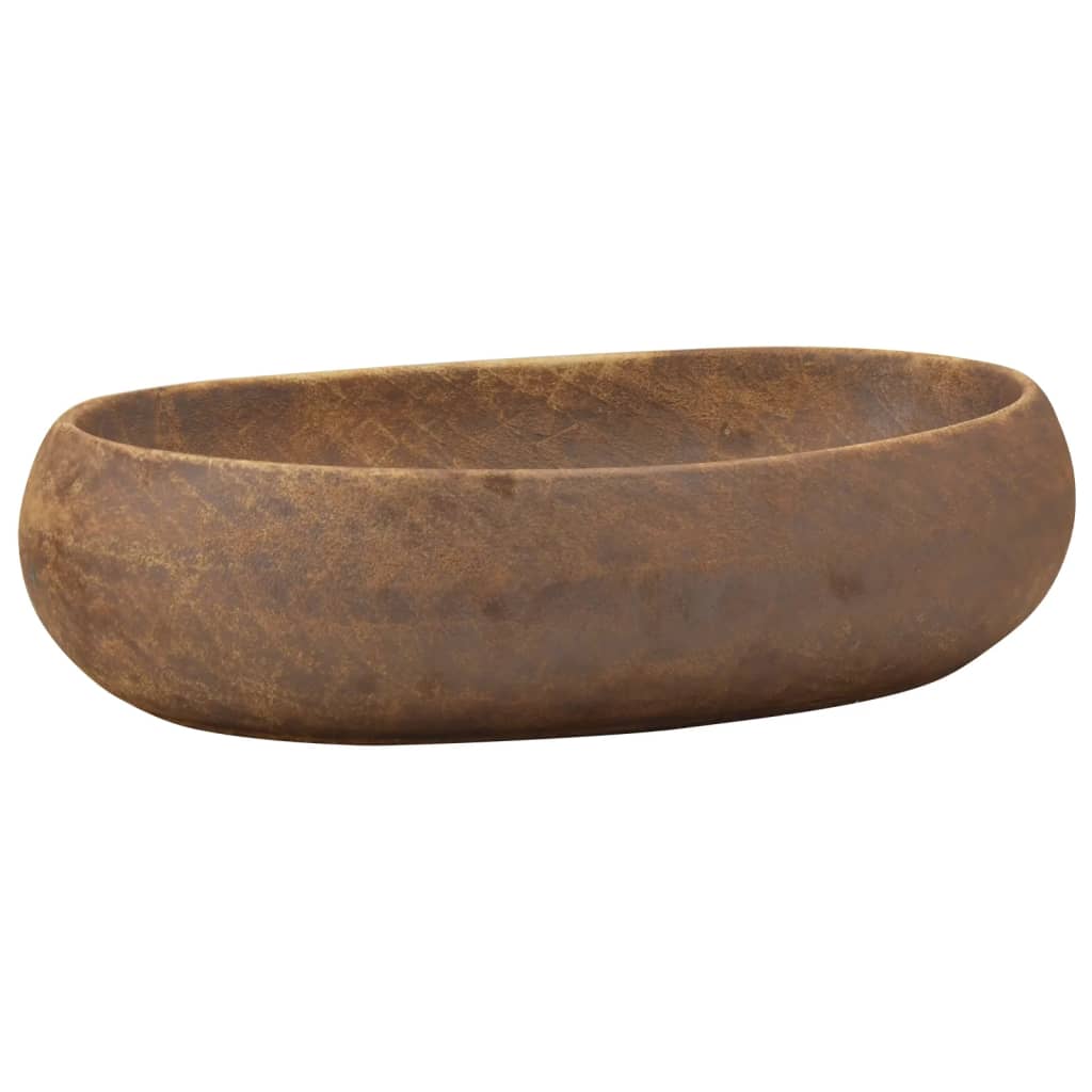 Umywalka Nablatowa Ceramiczna Owalna Brązowa do Łazienki 59 cm