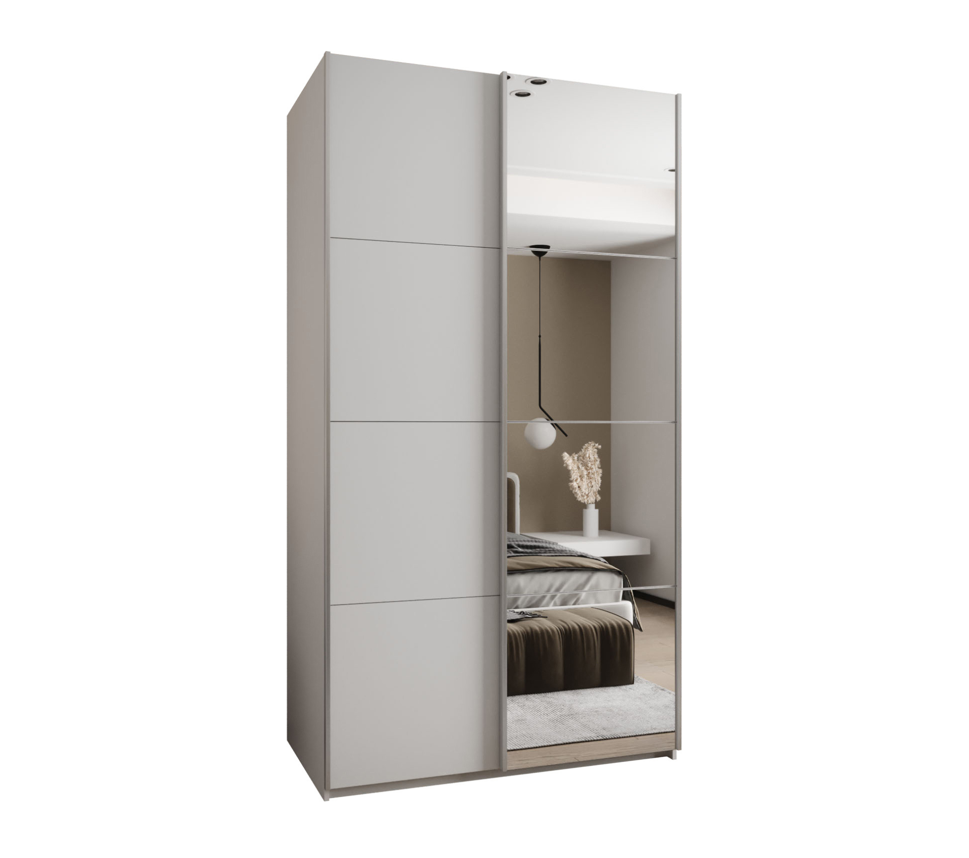 Szafa przesuwna wysoka Lux 3 140 x 64 x 245,5 cm biały + biały + u. srebrny - Abiks Meble