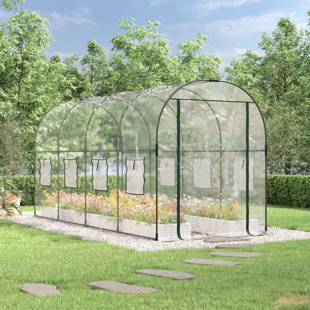 vidaXL Przezroczysta szklarnia, 160x400x190 cm, PVC i malowana stal