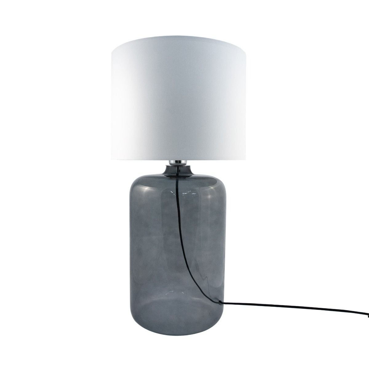 Lampa stołowa szklana dymiona biała z abażurem 60 cm E27 60W Amarsa Zuma Line