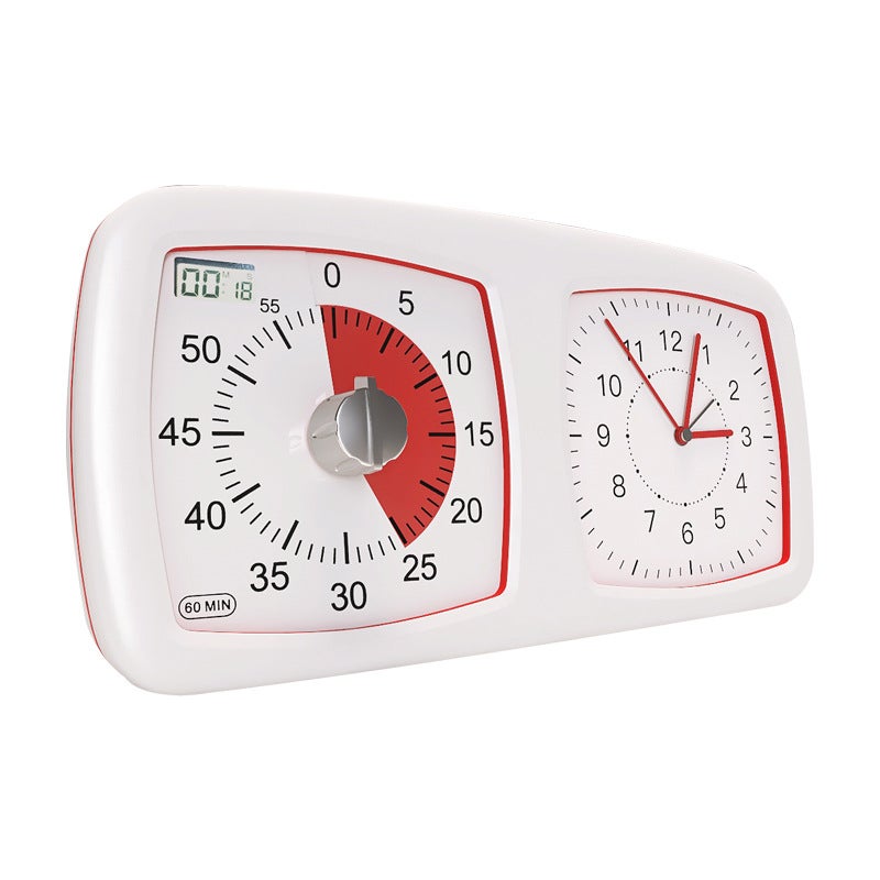 Cichy timer dla uczniów, zarządzanie czasem dla dzieci, zegar i budzik w jednym, zegar z przekładnią (baterie w zestawie)