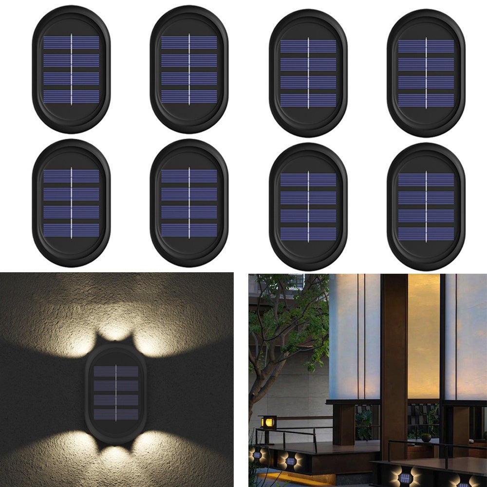 6 LED wodoodporna zewnętrzna lampa solarna do schodów, oświetlenie dekoracyjne trawników, ogrodów i schodów - 8 sztuk - Ciepłe światło