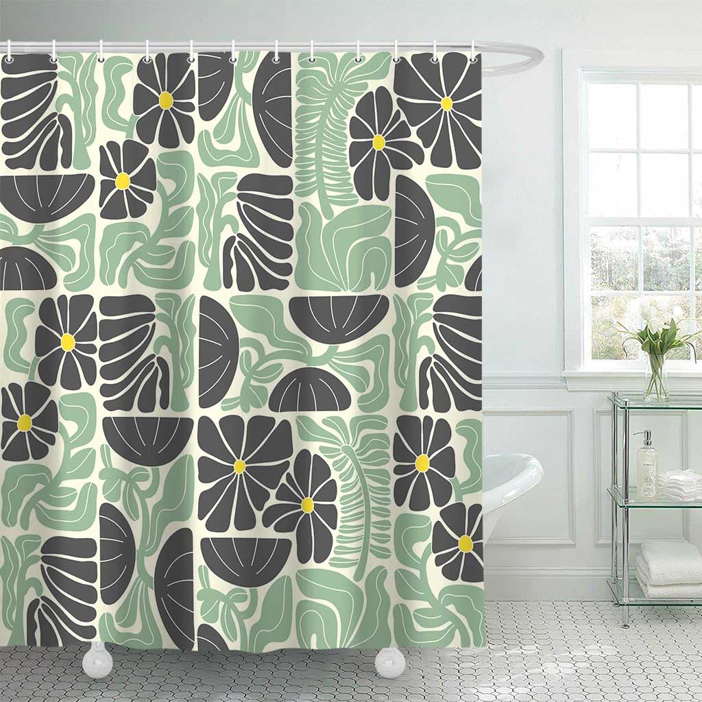 Zasłona prysznicowa boho vintage w kwiaty, wodoodporny poliester, 180x180 cm, z 12 haczykami (typ D)
