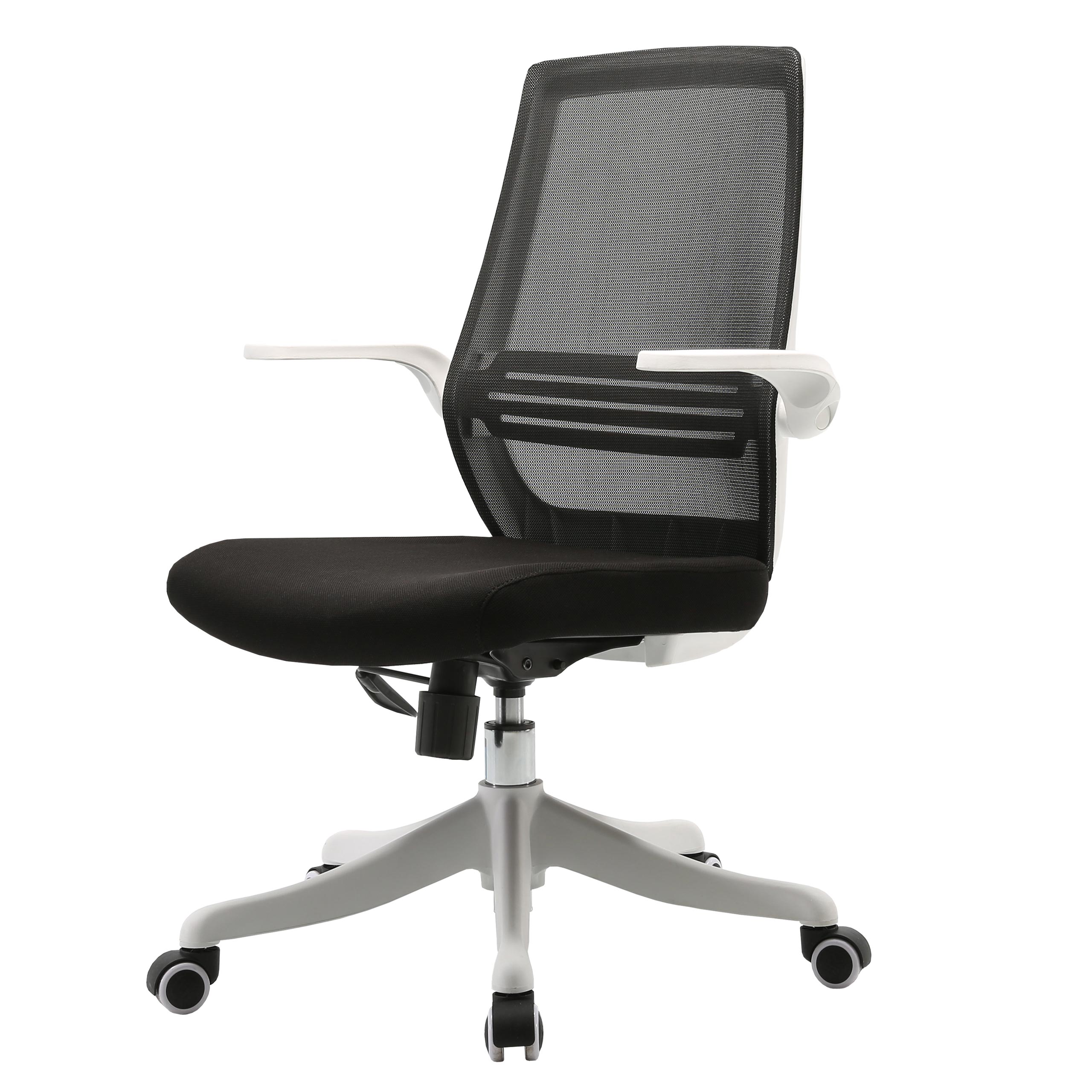 Nowoczesne krzesło biurowe HWC-J88, krzesło biurkowe, ergonomiczne, oddychające, podparcie lędźwiowe, podnoszone podłokietniki ~ czarne