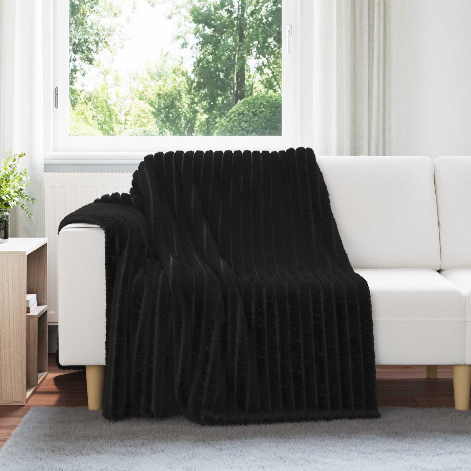 Koce narzutowe 6 pcs Czarny 200 x 150 cm Polar vidaXL