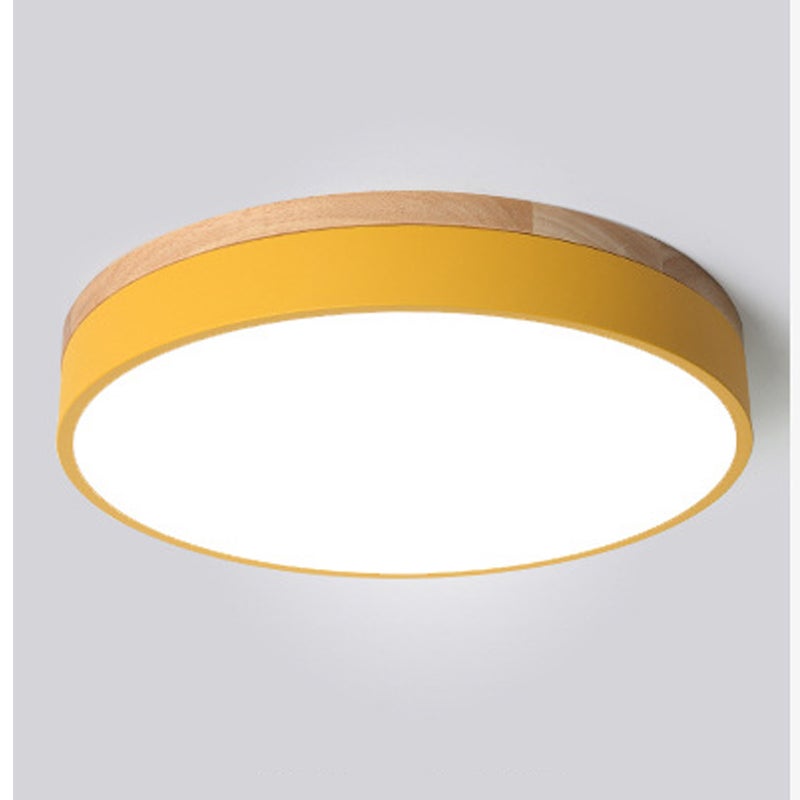 Prosty, nowoczesny plafon do kreatywnego balkonu, okrągła lampa sufitowa z trójkolorową regulacją barwy światła 30CM24W, żółty