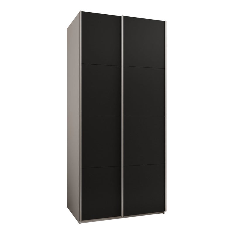Szafa przesuwna wysoka Lux 1 120 x 64 x 245,5 cm biały + czarny + u. srebrny - Abiks Meble
