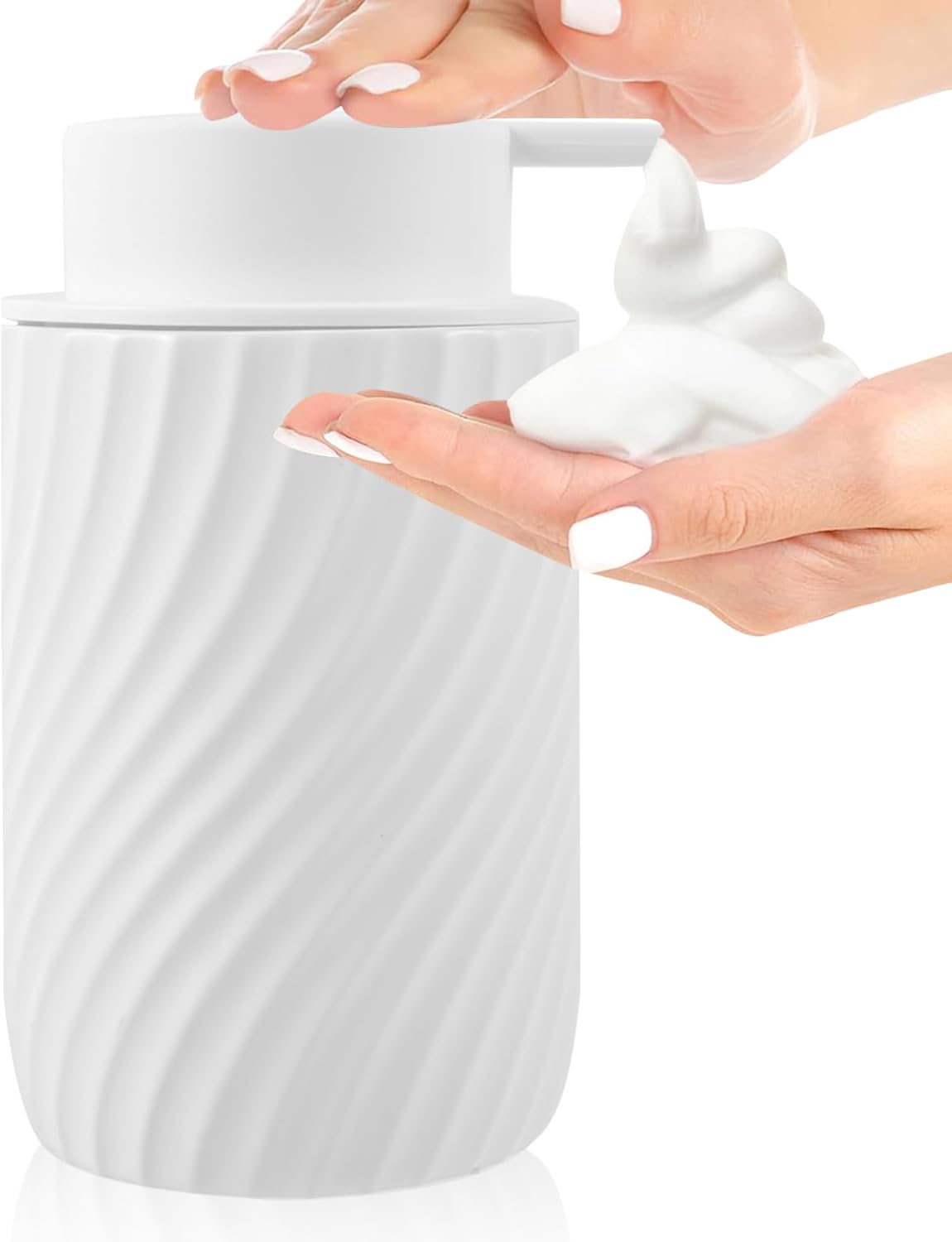 Dozownik mydła w pianie, pusta butelka do spieniania 280 ml, ceramiczny dozownik żelu pod prysznic, dozownik szamponu i żelu pod prysznic