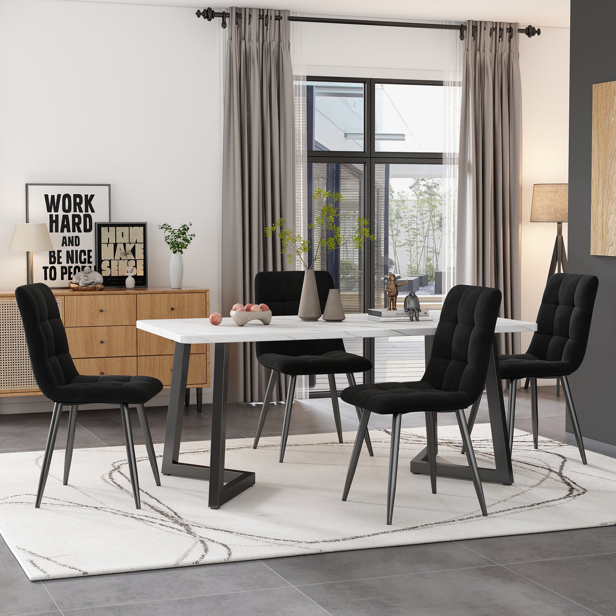 Stół do jadalni 117x68cm, (1 szt.), rama metalowa, prostokątny stół do jadalni z nowoczesnym wzorem marmuru