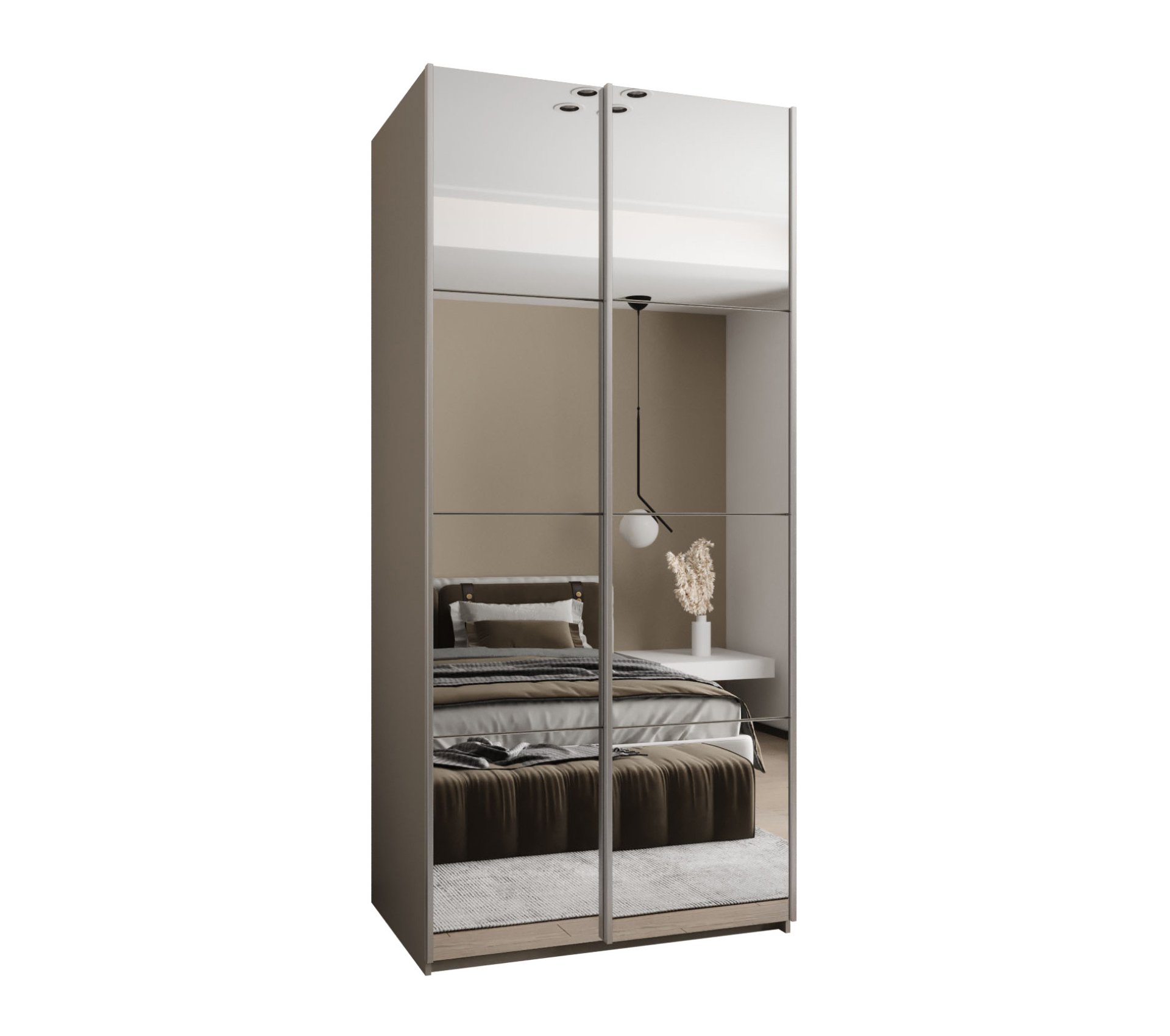 Szafa przesuwna wysoka Lux 2 120 x 64 x 245,5 cm kaszmir + kaszmir + u. srebrny - Abiks Meble