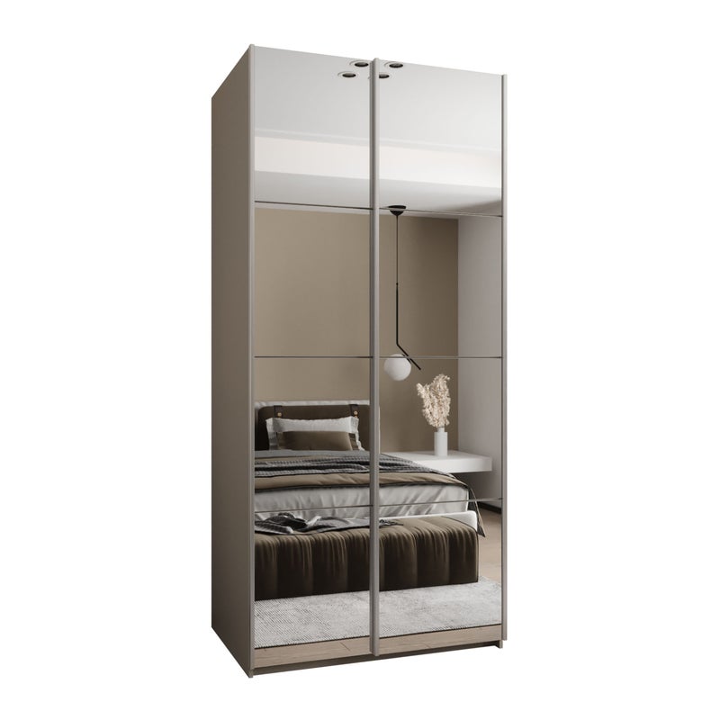 Szafa przesuwna wysoka Lux 2 120 x 64 x 245,5 cm kaszmir + kaszmir + u. srebrny - Abiks Meble