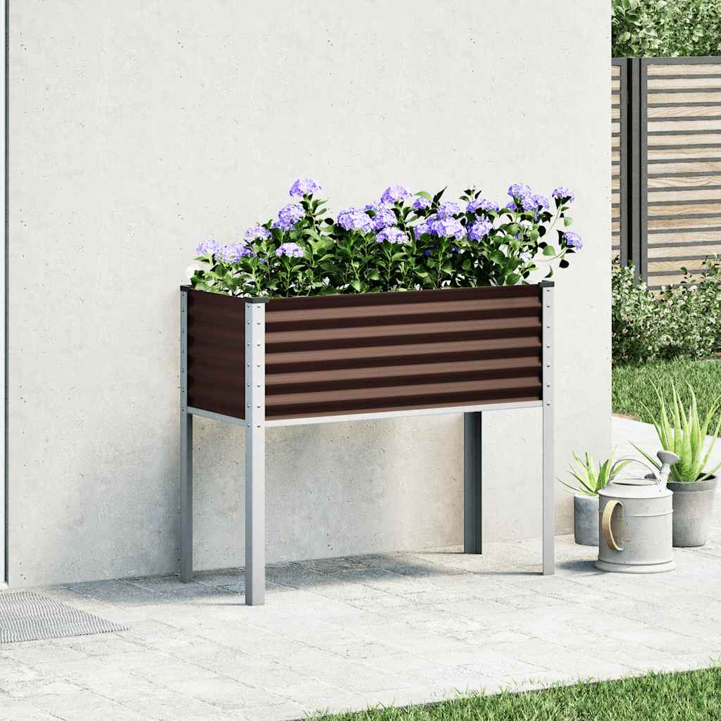 Donica ogrodowa brązowa 100x45x90 cm stalowa