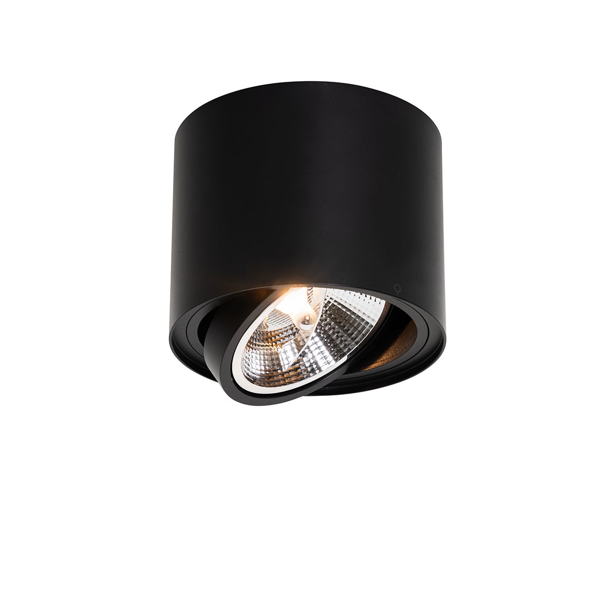 Qazqa reflektor sufitowy 1-punktowy - Rondoo Up - czarny, gu10, max. 15w, kompatybilny z żarówką LED, 15cm, IP20oświetlenie