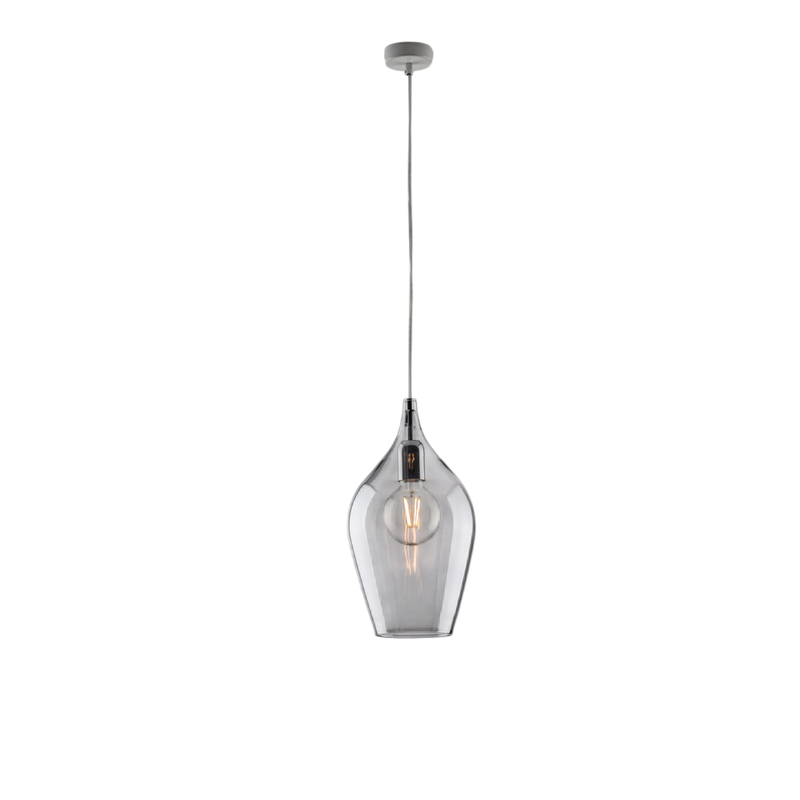 Sospensione in ferro con vetro grigio pyrex 1 luce H.42 - MAX 142 - Ø20