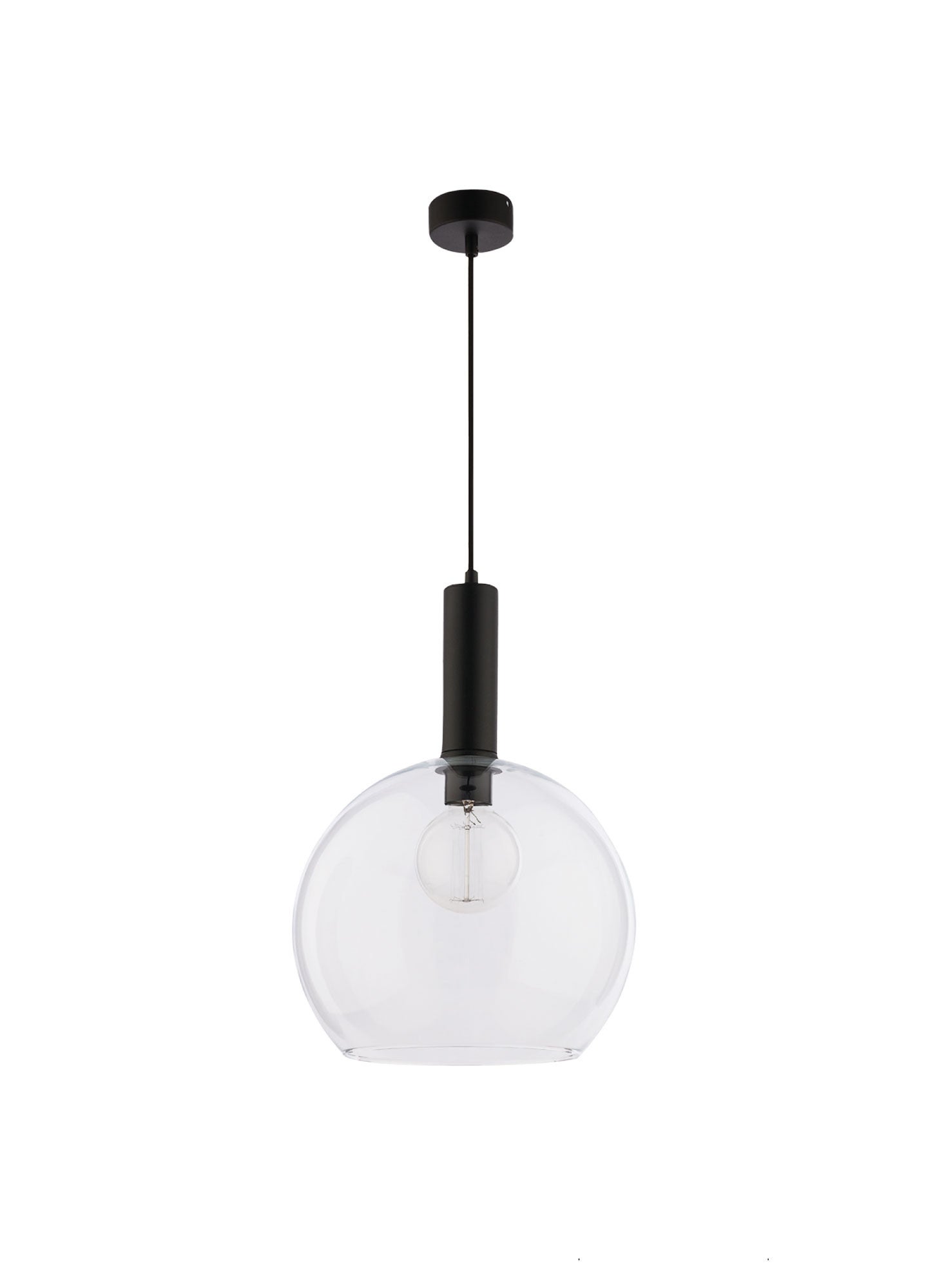 Lampa wisząca LAF Jupiter szklany klosz transparentny czarny E27 80 cm 1 szt.