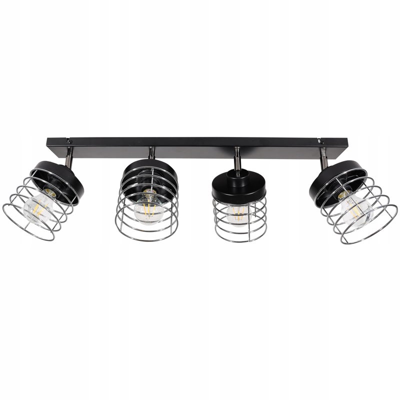 Lampa sufitowa wisząca Light Home LH Rasti 4x E27 abażur prostokątny czarny przewód nowoczesna