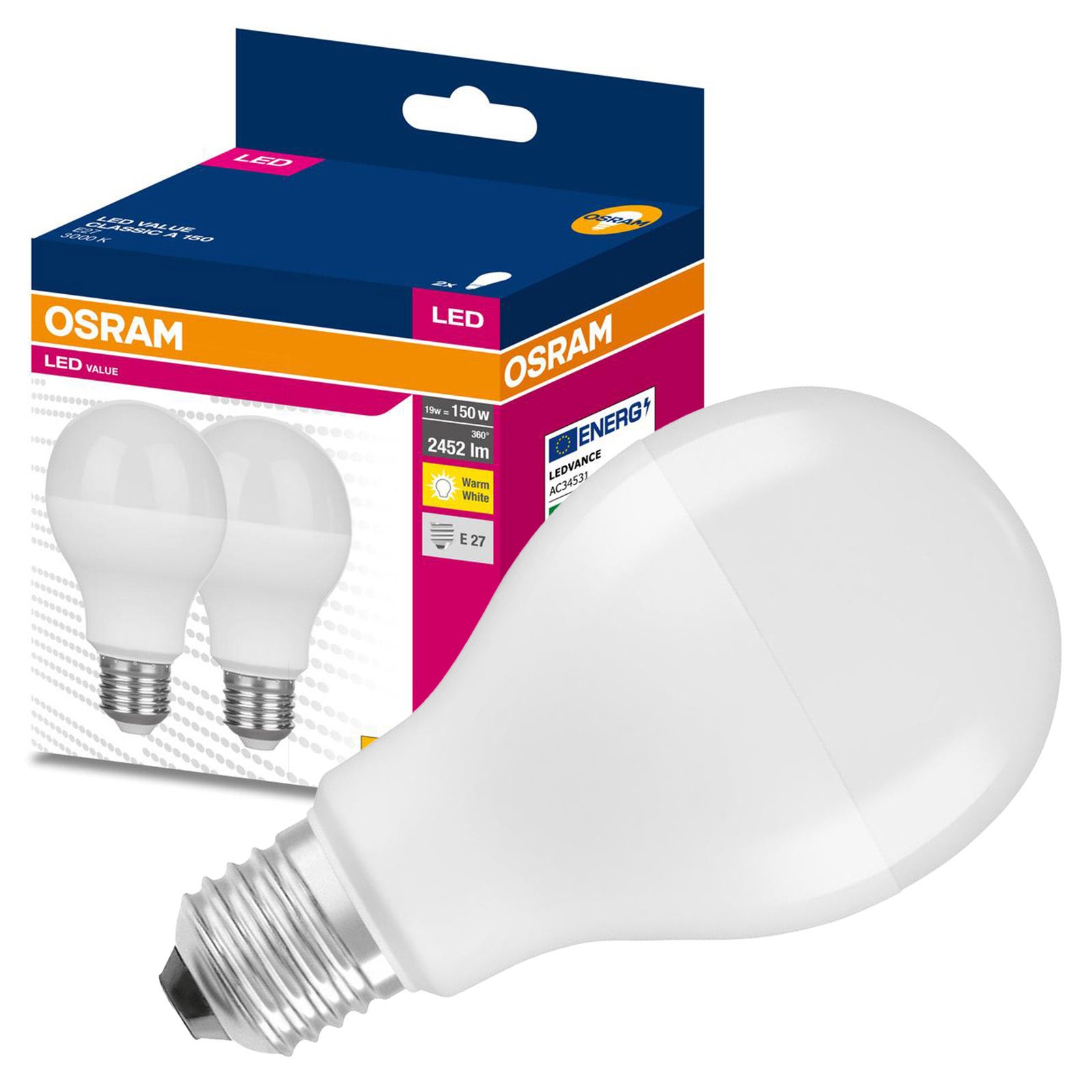 2x Żarówka LED Osram A68 E27 19W 2451lm 3000K Ciepła 200st