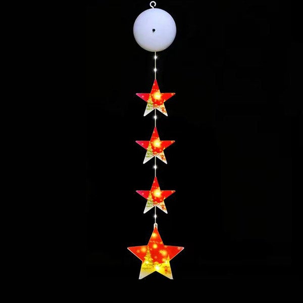 Lampka przyssawkowa 55 cm, lampka okienna bożonarodzeniowa, lampka dekoracyjna w kształcie gwiazdy, ciepłe światło ze skórzanym sznurkiem