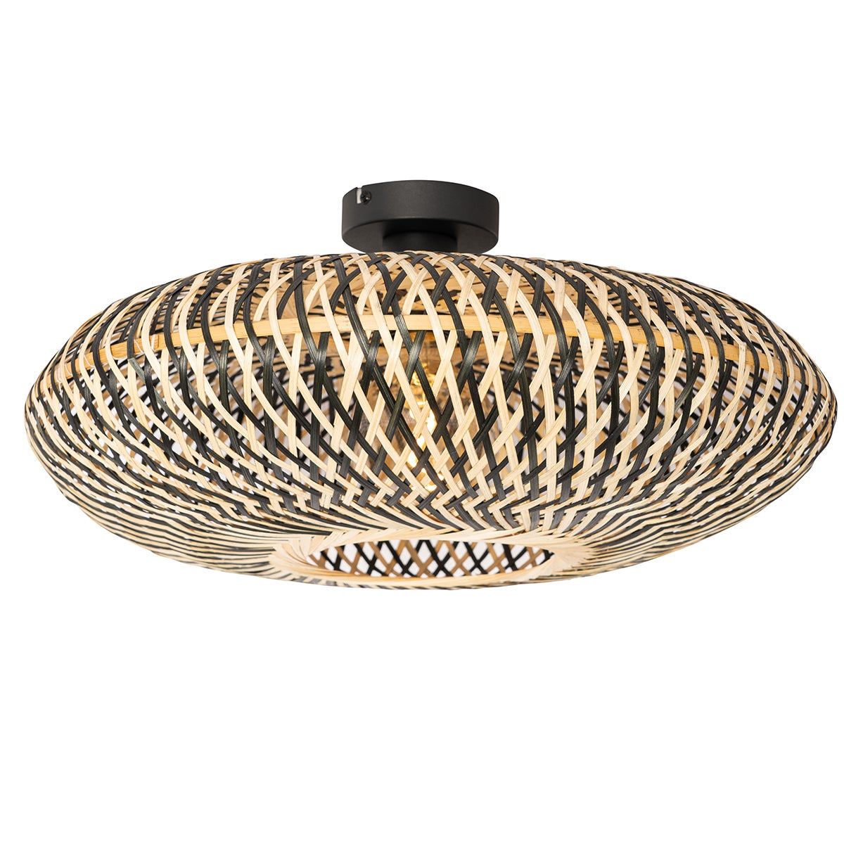Qazqa japandi plafon - Ostrava - czarny, okrągły, max. 25w, kompatybilny z żarówką LED, e27, 50cm oświetlenie wewnętrzne