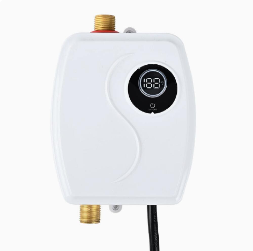 Podgrzewacz wody, 3800 W 220 V Przepływowy podgrzewacz wody z ekranem dotykowym i mosiężnymi okuciami, do kuchni, łazienki, kampera